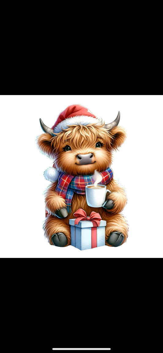 Christmas cow sticker