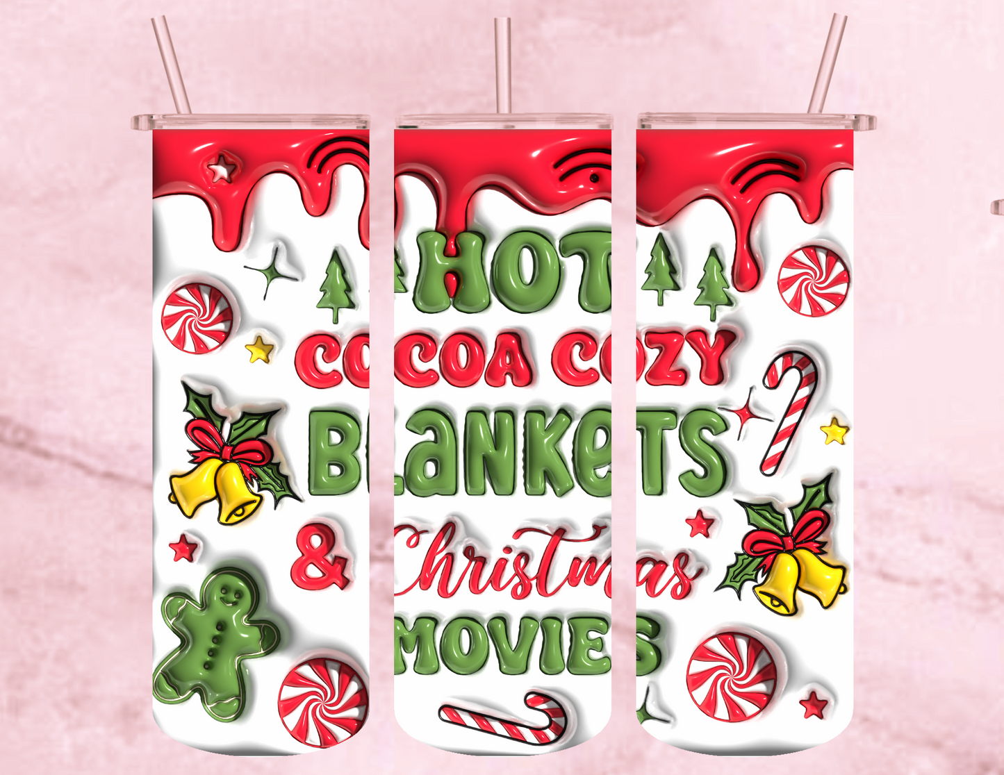 hot cocoa cozy blankets & xmas movies 20oz tumbler