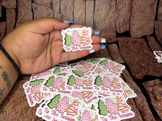 tree cake "tis the season " sticker