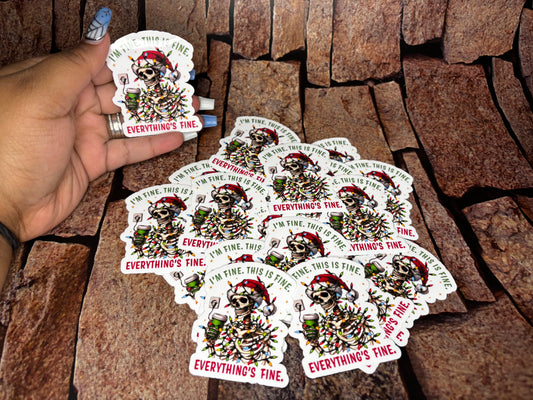 IM FINE Christmas skelton sticker