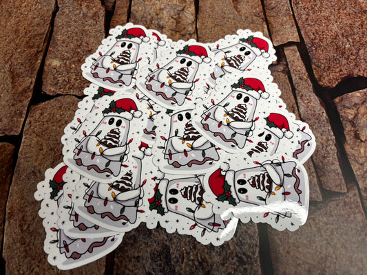 ghost christmas sticker